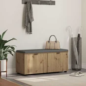 vidaXL Haldna klop z blazino z vrati Umetni hrast 100 x 38 x 46 cm
