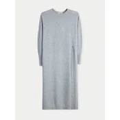 GOBI Cashmere Pletena obleka Gobi Cashmere Side-Slit Maxi Dress siva