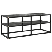 vidaXL TV stojalo črno z marmornatim steklom 100x40x40 cm