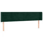 Vidaxl Vzglavje z ušesi temno zeleno 183x16x78/88 cm žamet
