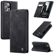 CaseMe Futrola preklopna za iPhone 15 Pro Max, koža, crna - Flip Lea. P. Case iPhone 15 Pro Max