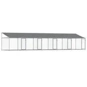 Vidaxl Pasji boks s streho in vrati siv 10x2x2 m pocinkano jeklo