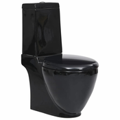 vidaXL Keramicka okrugla toaletna školjka s donjim protokom vode crna