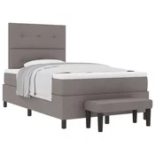 vidaXL Postelja z vzmetnico z vzglavjem Taupe 120 x 200 cm blago