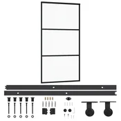Vidaxl Drsna vrata z opremo ESG steklo in aluminij 102x205 cm