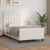 shumee vidaXL Posteljni okvir z vzglavjem bel 90x190 cm umetno usnje