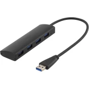 DELTACO USB 3.1 Gen 1 Hub, Crna