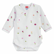 Clar ZGORNJI DELi bodi preklop KR 01813 potisk rožice D bela 50