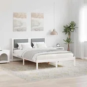 Vidaxl Konstrukcija postelje z vzglavjem Svetlo siva 150 x 200 cm