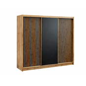 Garderobna omara Honolulu 226 Črna, Wotan hrast, 215x250x61cm, Vrata omare: Drsna