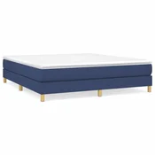 Vidaxl Box spring postelja z vzmetnico modra 180x200 cm blago