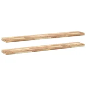 Vidaxl Viseče police 2 kosa 120x20x4 cm neobdelan masiven les akacije