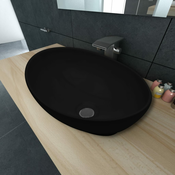 VIDAXL luksuzni keramični ovalni umivalnik 40x33cm, črn