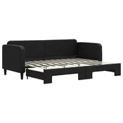 Vidaxl Izvlečna dnevna postelja temno črna 80x200 cm blago