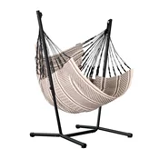 La Siesta Fiji - Komplet Viseči Stol Organic Zebra Comfort in Jekleno Stojalo