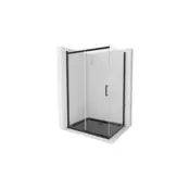 Mexen Omega drsna tuš kabina 100 x 90 cm, prozorna, črna + plitki tuš z ravnim dnom, črna - 825-100-090-70-00-4070B
