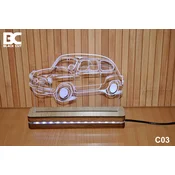 Black Cut 3D Lampa Svetlo plava