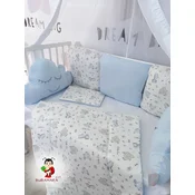 Bubamara037 Set za krevetac sa ogradicom od jastuka, Plavi