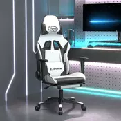 Vidaxl vidaXL Masažni igralni stol z naslonom za noge, bel in črn
