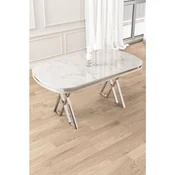 Hanah Home trpezarijski sto Afe, 168 × 90 cm, ploca u dekoru belog mermera, hromirane noge