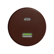 Reblig - Retro USB vtičnica A+C brez okvirja, rjava