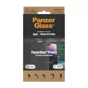 Kaljeno steklo UWF Privacy AB z aplikatorjem za iPhone 14 Pro Max, Črna, PanzerGlass