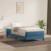 shumee vidaXL Postelja z vzmetnim vzmetnim okvirjem brez vzmetnice temno modra 90x220 cm