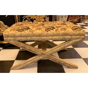Casa Padrino baroque stool gold - Handmade antique style stool with elegant pattern - Baroque style cross stool - Living room furniture in baroque style - Baroque furniture - Noble & Magnificent