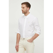Pamucna košulja Just Cavalli za muškarce, boja: bijela, regular, s klasicnim ovratnikom