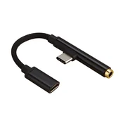 Adapter za slušalice i punjenje Type-C, Crni
