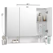 Songmics Kopalniška omarica z ogledalom 165x90x75 cm bela