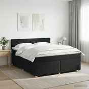 vidaXL Postelja boxspring z vzmetnico Črna 160 x 200 cm Blago