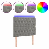 Vidaxl LED posteljno vzglavje svetlo sivo 100x7x118/128 cm žamet