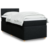 Vidaxl Box spring postelja z vzmetnico črna 90x200 cm blago