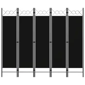 Vidaxl Paravan 5-delni črn 200x180 cm
