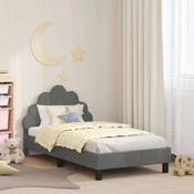 Vidaxl Otroški posteljni okvir z vznožjem Temno siva 80 x 160 cm Žamet