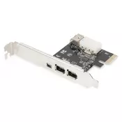 IEEE 1394a Interface Card, PCIexpress, 4 Port 1x ext. 1394mini, 2x ext./1x int. 1394a Ports