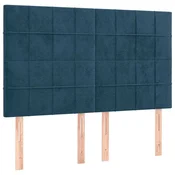 Vidaxl Vzglavje postelje temno modro 144x5x118/128 cm žametno