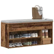 Vidaxl vidaXL Klop s prostorom za čevlje, starinski les, 102 x 30,5 x 45 cm