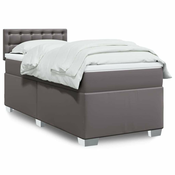 Box spring postelja z vzmetnico siva 80x200 cm umetno usnje