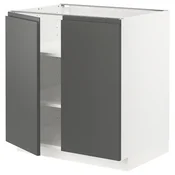 METOD Podni element s policama/2 vrata, bela/Voxtorp tamnosiva, 80x60 cm