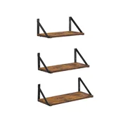 Songmics Komplet 3 kosov stenskih polic 15x40x12 cm rjave barve