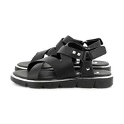 DKNY za dekleta. D62090 Črni usnjeni sandali (39), Črna, Ravna stran, Velcro, Priložnostno, otroška moda