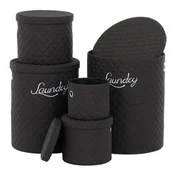Autronic Koš za perilo Laundry basket - fabric, round, black, price for a set of 5 pieces (DT3007 BK)