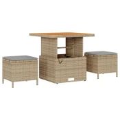 set od 9 komada vrtne sofe s jastučićima bež poly ratan akacija 2-sjedalna vrtna sofa s jastučićima bež poly ratan set od 3 ko