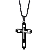 Ogrlica Empty Cross - Črna KP34152