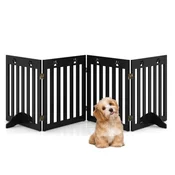 Costway Varnostna vrata 4 paneli 203x60x15 cm rjava