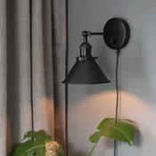 PR Home Stenska svetilka Anton z vtičem, 18 cm, dimmer, črna - Dnevna soba/jedilnica - Kovina