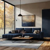 Livetastic KOTNA GARNITURA S POSTELJNO F, temno modra tekstil