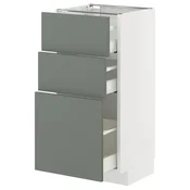 METOD / MAXIMERA Podni element s 3 fioke, bela/Nickebo mat sivozelena, 40x37 cm